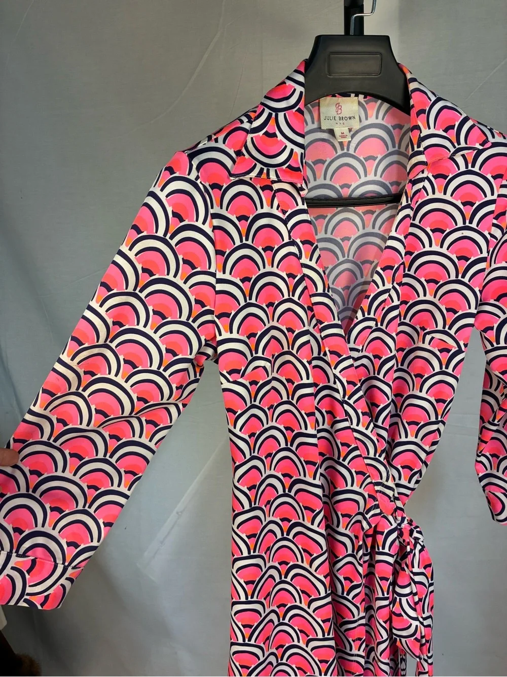 Julie Brown NY Geometric Print Pink Wrap Dress M